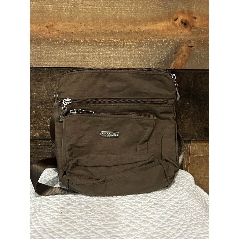 Baggallini Crossbody‎ Bag Main Zip 2 Exterior Zip Pockets 2 Slide Pockets Brown